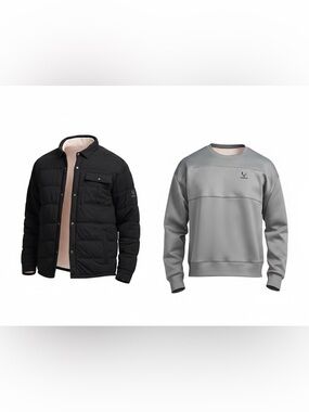 Messi Mens Crewneck + Black Puffer Jacket L Athletic Streetwear Set